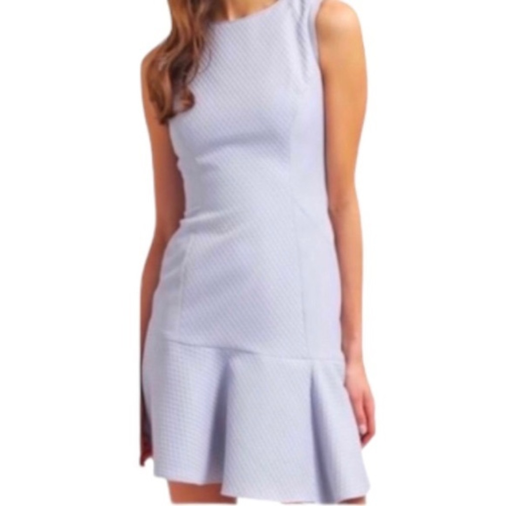REISS Gem Texture Asymmetric Hem Dress, Sky Blue